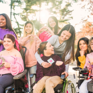 group of women with cerebral palsy and their friends
