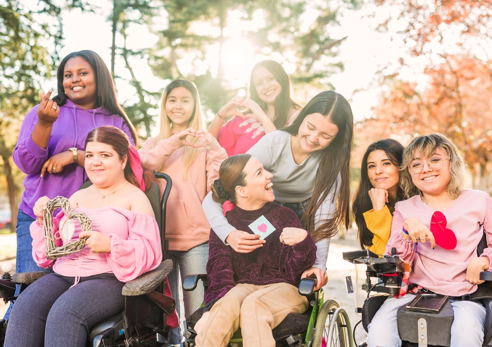 group of women with cerebral palsy and their friends
