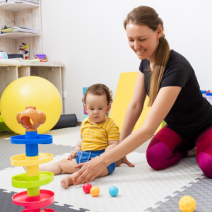 a mom caring for her son with cerebral palsy