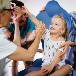 child with birth injury in hospital visiting a specialist