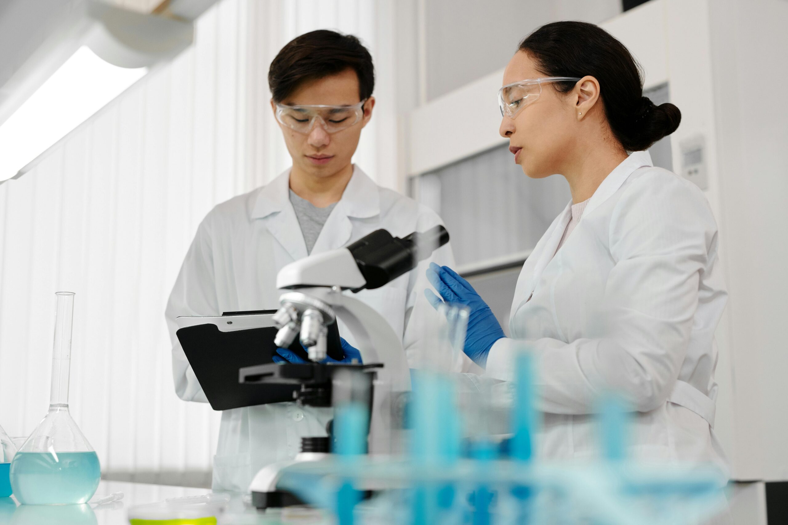 Hospital staff looking at the results of genomic testing.