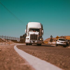 A truck pulled over on the side of a road after a truck accident. Black box data may be used to determine exactly what happened to the truck before and during the accident.
